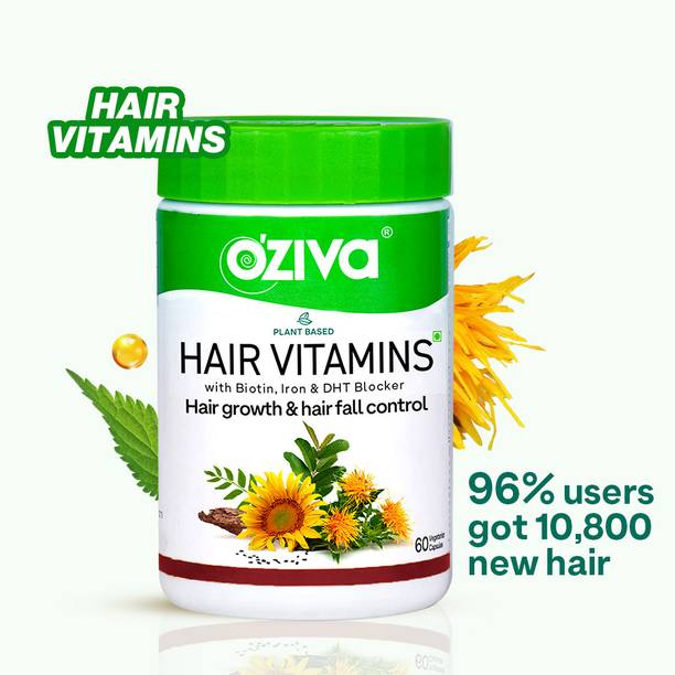 OZiva Hair Vitamins (with Biotin & Iron)for Hair Regrowth & Hairfall Control