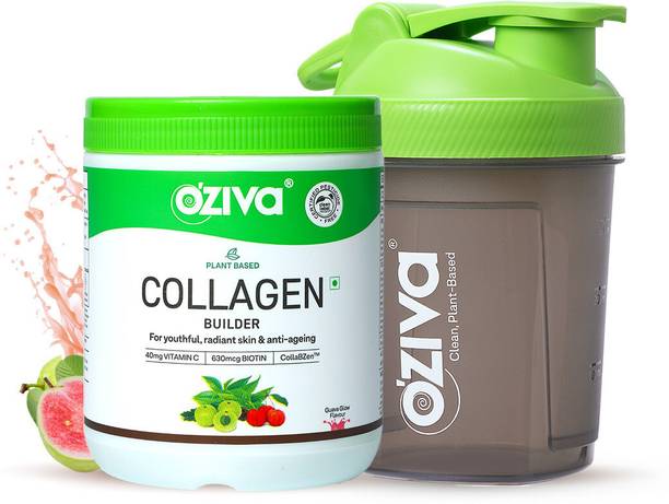 OZiva Vegan Collagen (Guava Glow) with Biotin & Vitamin C For Brighter + Free Sipper