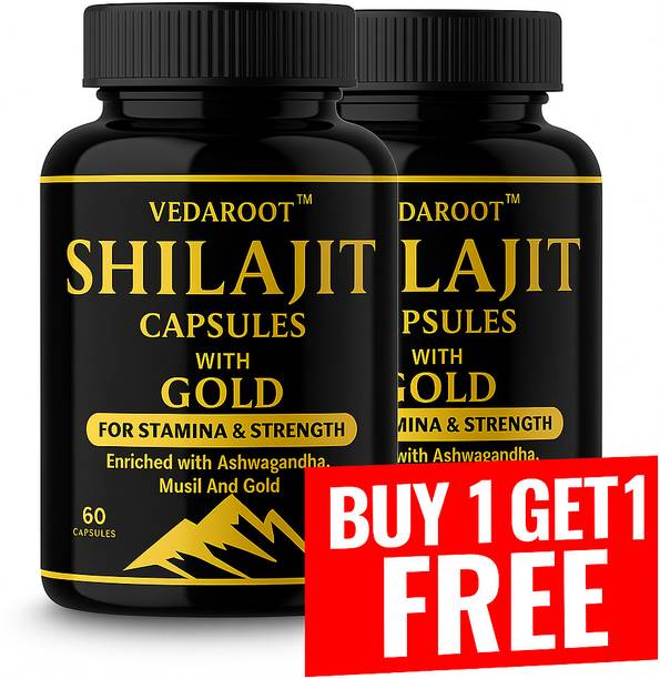 VEDAROOT Pure Shilajit Gold Capsules | 100% ayurvedic | 60capsules| pack of 2