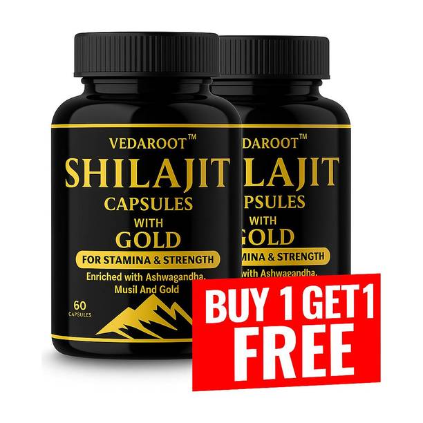 VEDAROOT Pure Shilajit Gold Capsules | 100% ayurvedic | 60capsules| pack of 2