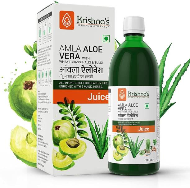 Krishna's Herbal & Ayurveda Amla and AloeVera Wheat Grass Haldi, Tulsi Juice