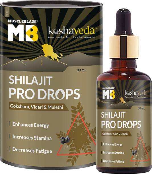 Koshaveda Shilajit Pro Drops | Shilajit Original with Gokshura, Vidari & Mulethi