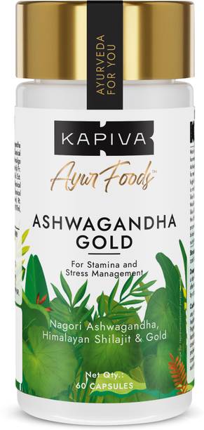 Kapiva Ashwagandha Capsules |With Gold, Shilajit | Helps in Stress Management