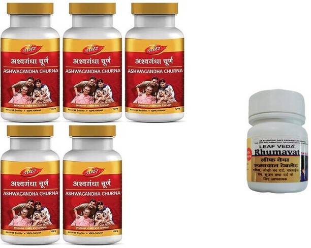 Dabur Ashwagandha Churan For Strength With Leaf Rhumawat 20 Tab