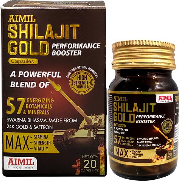 AIMIL Shilajit Gold Perfrormance Booster | Ayurvedic Supplement for Men | 20 Capsules