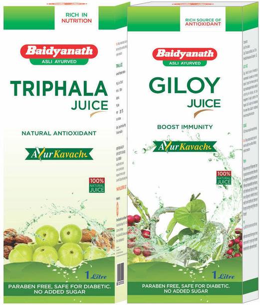 Baidyanath Triphala Juice 1 L + Giloy Juice 1 L (Pack of 2)