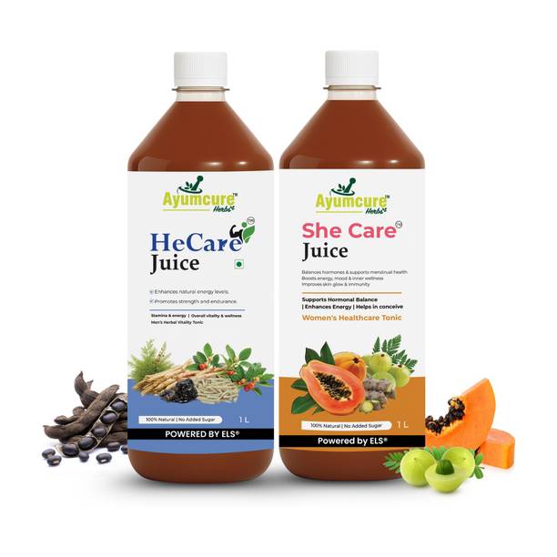 Ayumcure 1L HeCare + 1L SheCare Juice Combo | Ayurvedic Herbal Couple Wellness Pack
