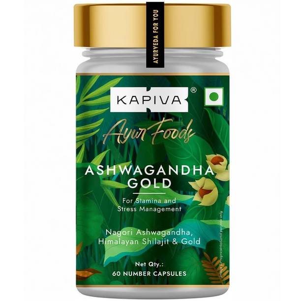 Kapiva Ashwagandha Capsules |With Gold, Shilajit | Helps in Stress Management