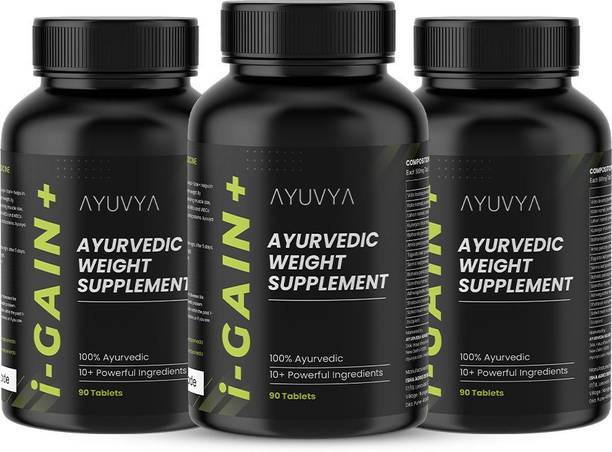 Ayuvya Ayurvedic Gain+ Weight Gain Supplement - 90 Tablets Each | Pack of 3