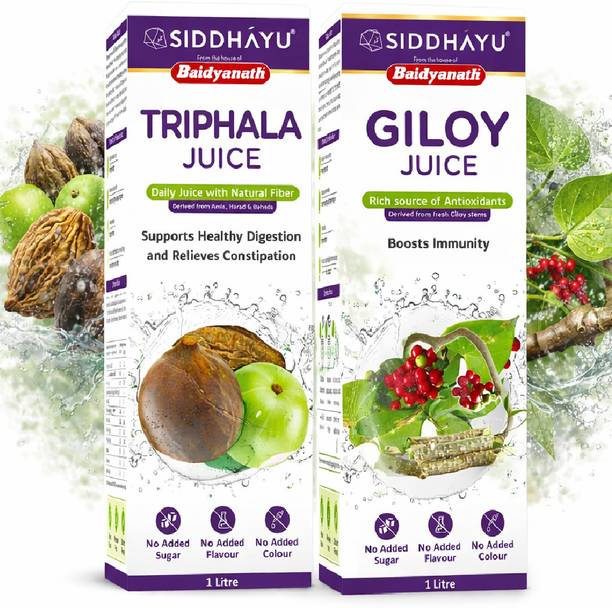 Baidyanath Triphala Juice 1 L + Giloy Juice 1 L (Pack of 2)