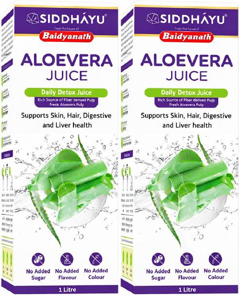 Baidyanath Aloe Vera Juice (with Pulp) Rejuvenates Skin and Hair| No Added Sugar- 1L