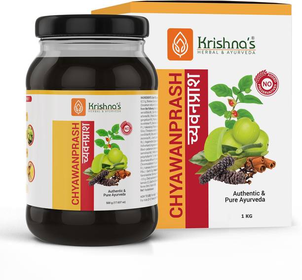 Krishna's Herbal & Ayurveda Chyawanprash Preservative Free 1kg | Helps Build Stamina, Immunity & Strength