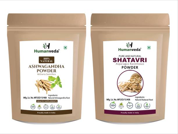 Humanveda 100% Pure Ashwagandha and Shatavari Powder - 100 gms each (Pack of 2)