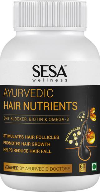 SESA Ayurvedic Hair Nutrients DHT Blocker 60 caps Biotin & Omega-3 Reduces Hair Fall