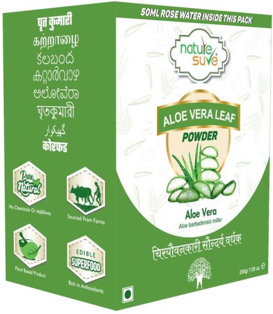 Nature Sure Aloe Vera Leaf Powder 200g with Rose Water 50ml - 1 Pack