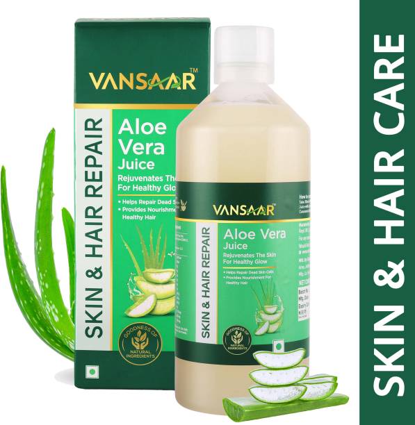Vansaar Aloe Vera Juice 1L| For Glowing Skin & Healthy Hair| 100% Cold Pressed