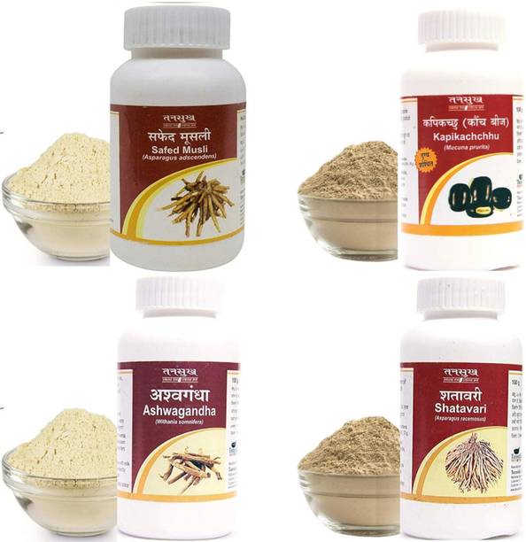 Tansukh Combo Pack of Safed Musli, Ashwagandha, Kaunch & Shatawari Churan - 100G Each