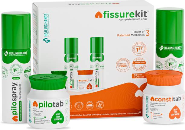 Healing Hands FissureKit Complete Fissure Care Kit 15 Days, 2 PiloSpray + PiloTab + ConstiTab