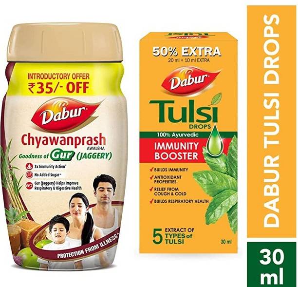 Dabur Gur Chyawanprash(Jaggery)900g With Tulsi Drop-30ml boost immunity