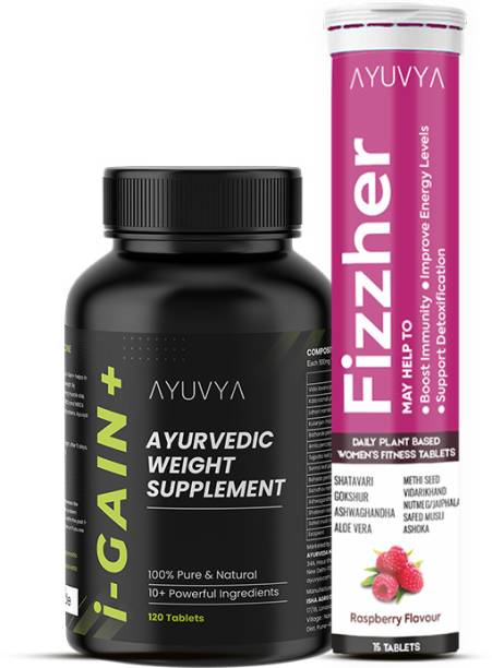 AYUVYA i-Gain+ Weight Gainer with Fizzher PCOS Effectively | 100% Ayurvedic