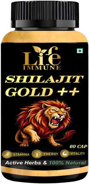 Life Immune Shilajit Gold plus 60 Capsules | 100% Ayurvedic Strength , Stamina