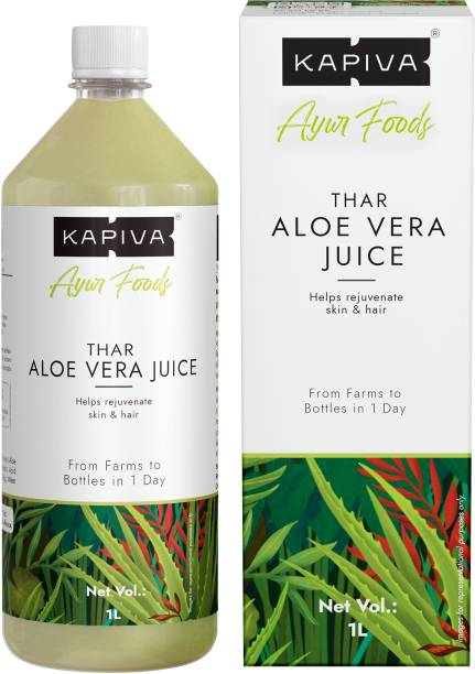 Kapiva Thar Aloe Vera Juice (with Pulp) | Rejuvenates Skin and Hair | Natural Juice made within 4 hours of harvesting | No Added Sugar