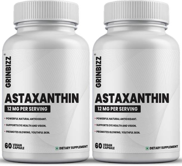 grinbizz Astaxanthin 12mg Capsule | Supports Eye Health, Skin Glow & Immunity