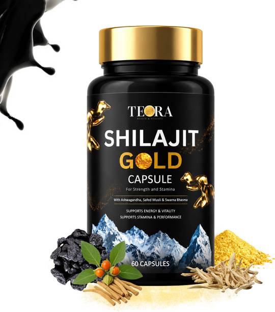 TEORA Shilajit Gold Capsules | 24 Carat Gold, Ashwagandha & Musli | Energy & Stamina