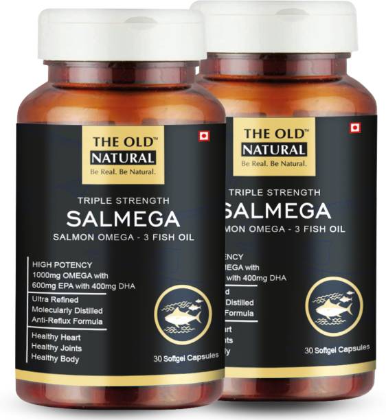 The Old Natural Salmega Triple Strength Salmon Omega-3 Fish oil Tablets (Pack of 2)