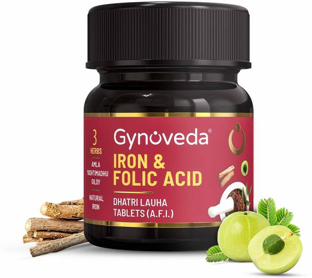 Gynoveda Women 14+ Iron Folic Acid, Ayurvedic Blood Builder for Hemoglobin lost in Period