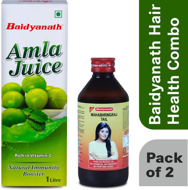 Baidyanath Hair Care Combo for Healthy Hair - Amla Juice 1 LT & Mahabhringraj Oil 200ml
