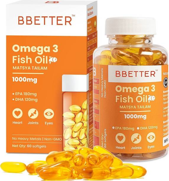 BBETTER Omega 3 Fish Oil 1000mg Supplements - 180 EPA :120 DHA