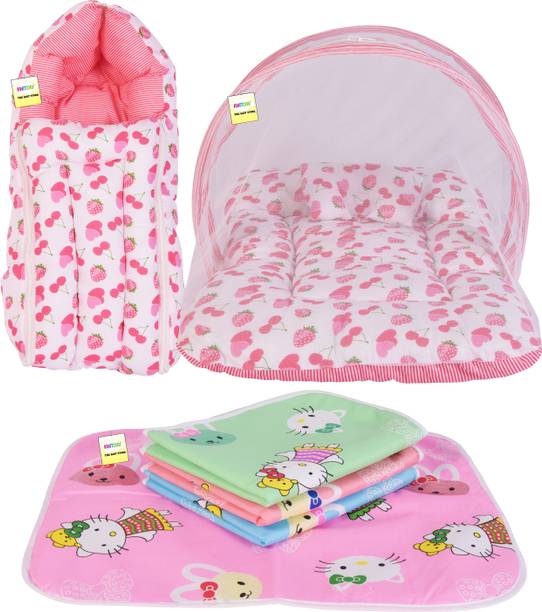 Kwitchy New Born Baby Mosquito Net Bed ,Sleeping Bag And Bed Protector Standard Crib