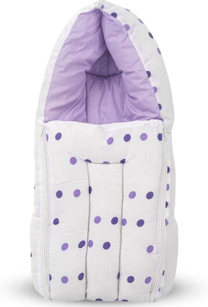 Kiddilan 3 in 1 Baby Carry Cum Sleeping Bag for Boys & Girls 0-3 Months (Dot_Purple) Multipurpose Bed Bunk bed