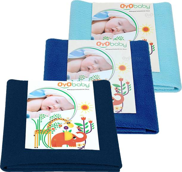 Oyo Baby Waterproof Bed Sheet Royal Blue+Sea Blue+Dark Sea Blue 3 Small Size(70cm X 50cm) Rectangle Rectangle