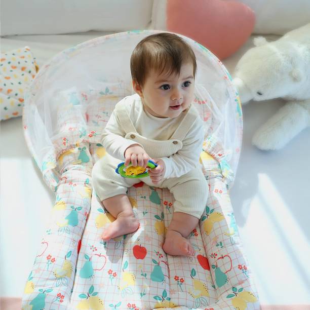 TIDY SLEEP New Born Baby Gadda Bed Set with Mosquito Net and Pillow Gadda Set for Baby with Mosquito Net Crib