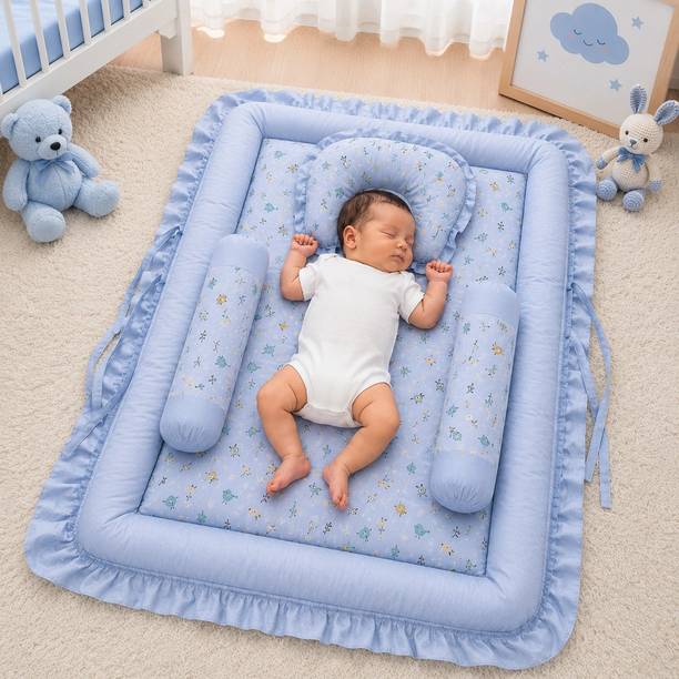 BABYBEDS Cotton Baby Bed Sized Bedding Set (LIGHT BLUE L, 1 BEDDING SET) BABY BEDDING SET BIRDS