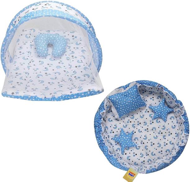 Fareto Baby Sleeping Nest & Mattress with Net Combo(0-6 Months)(Star & Moon) standard crib