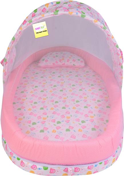 Baby Fly New Born Baby Bedding Set Mattress with Net and Pillow Ralling Mosquito Bed Standard Crib