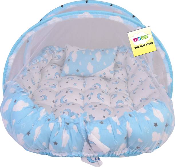 Kwitchy Baby Bedding Combo Luxury Mattress with Net & Sleeping Bag Cum Wrap Swaddle standard Crib