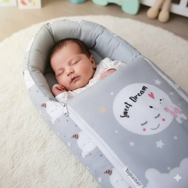 SHOP & WEAR 3 in 1 Baby Bed, Baby Bedding for New Born & Carry Nest, Cotton Sleeping Bag QUSHALI CUSLUEL