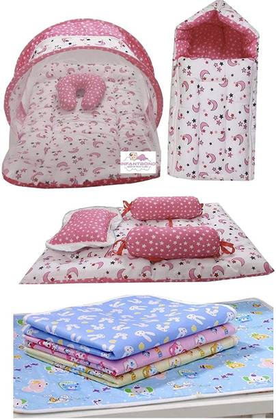 Fareto Combo of Baby Mattress with Net | Sleeping Bag standard crib