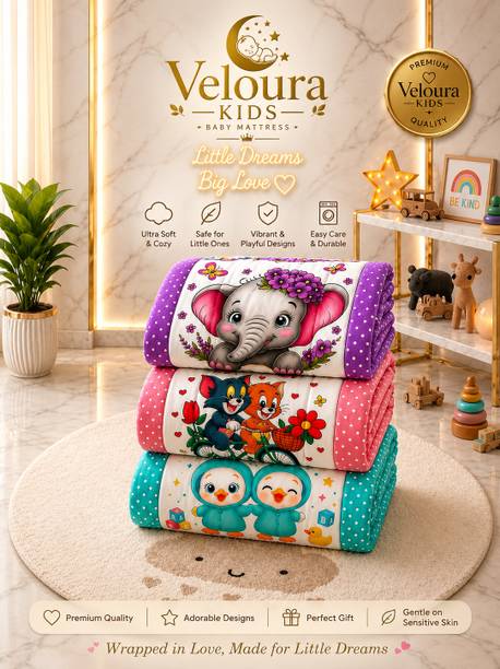 Veloura Kids Little Dreams Baby Quilt Set of-(3)|(Size:30x20 Inch) |Soft Cotton Sleeping Baby Mattress |Foldable & Travel Friendly Bedding Set for New-born to Toddler
