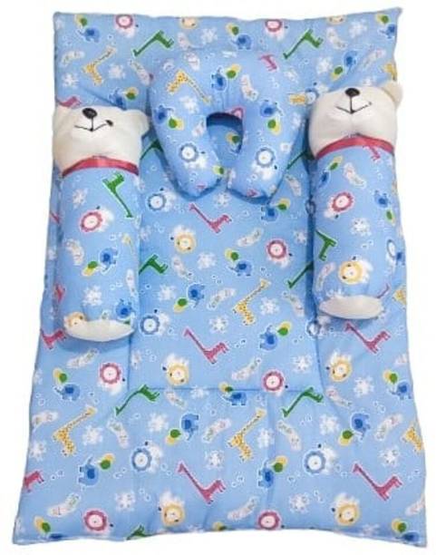 Navkar traders 4 piece cotton bedding set(1 bed ,1 U-Shape pillow, 2 teddy face lot) Baby Bed Rectangular
