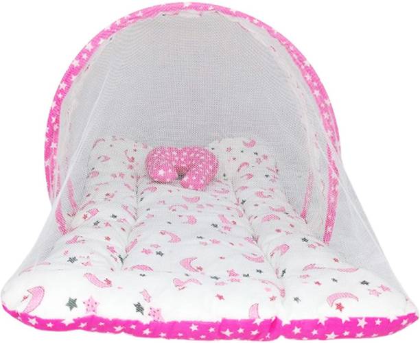 BULI-WEAR Buli wear Super Soft, Cotton Baby Mattress with Net - Bedding Set (0-6 Months, Pink Dot) standard crib