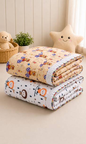Dora Mart Soft Baby Sleeping Mat for Newborns | Baby Cotton Godari Combo Pack of 2 Baby Mattress Cartoon Animal Print