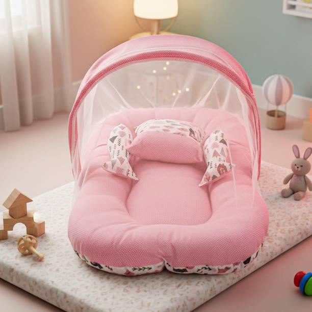 baybee Baby Bedding Set For NewBorn Baby Bed Mattres Neck Pillow Travel Bed 0-6 Months Mosquito Net Bed Crib Bedding