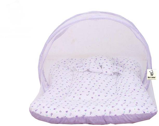 BULI-WEAR Buli wear Super Soft, Cotton Baby Mattress with Net - Bedding Set (0-6 Months, Purple Dil) standard crib