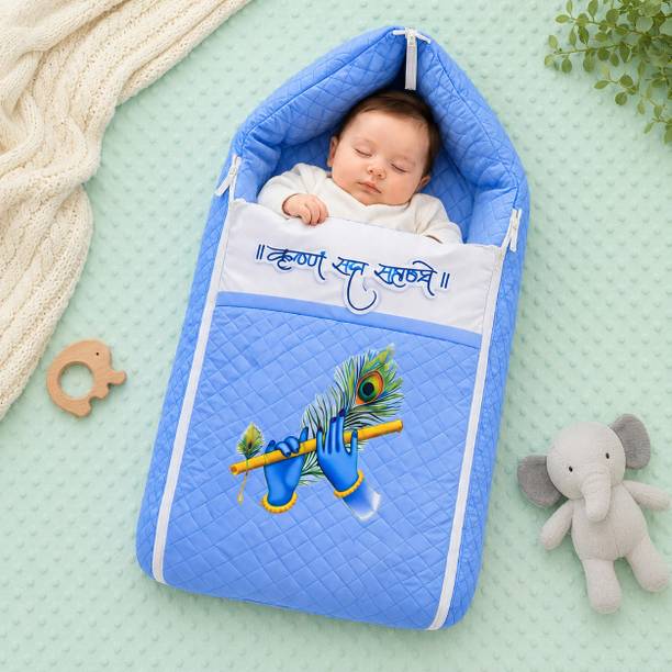 TINIVIO Baby Sleeping Bag Krishna Print Infant Nest with Zip Closure Standard Crib