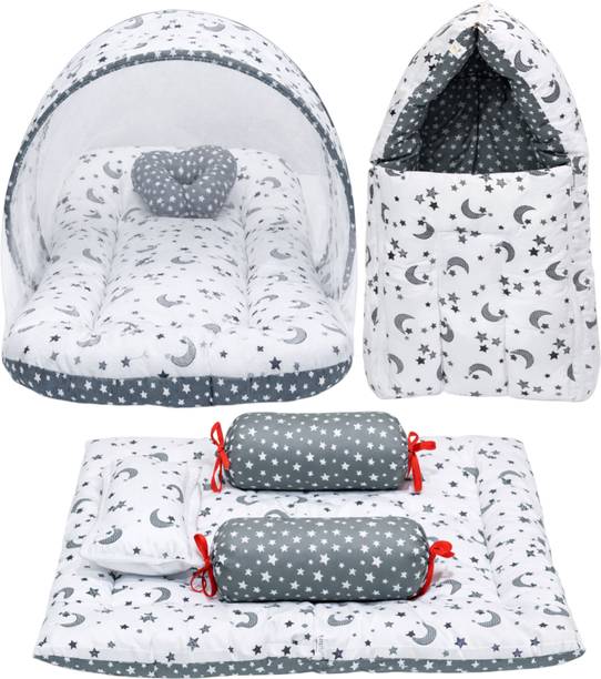 Fareto Combo of Baby Bed with Net | Carry Bag | 4 Pcs Bedding Set(0-6 Months standard crib